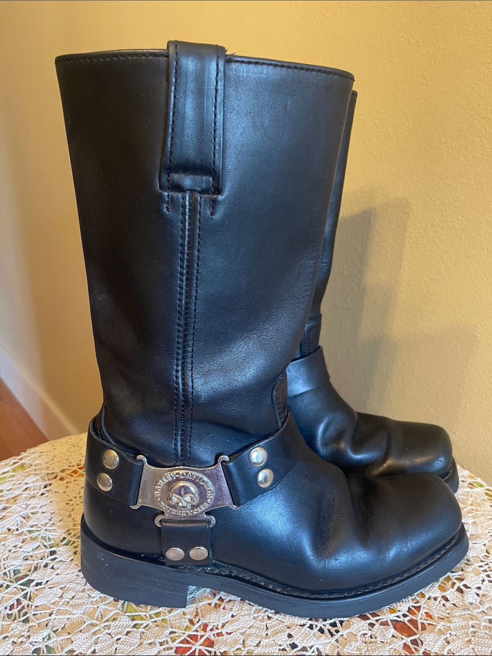 Harley Davidson Black Leather Harness Engineer Boots